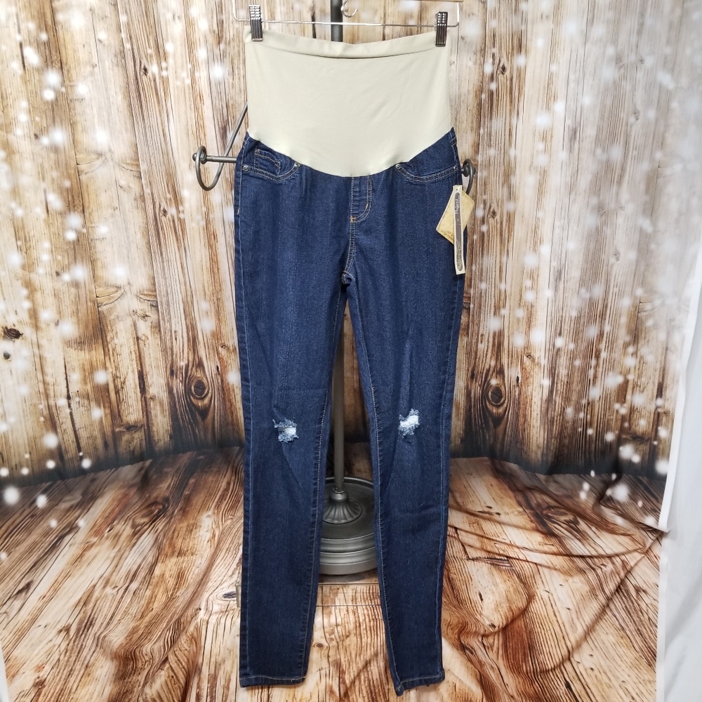 NEW Hybrid & Company Dark Wash Cotton Blend Denim Women's Maternity M Jeans